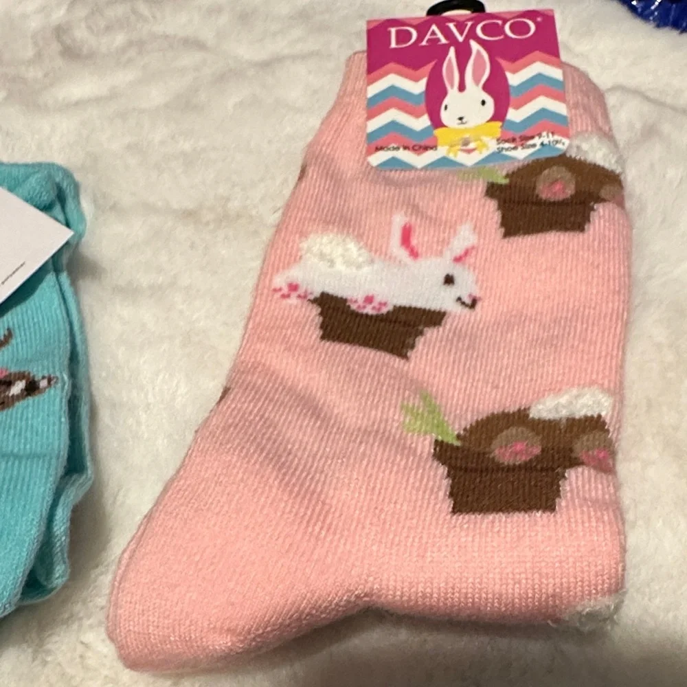Women's Pink and Blue Novelty Socks Size 9-11